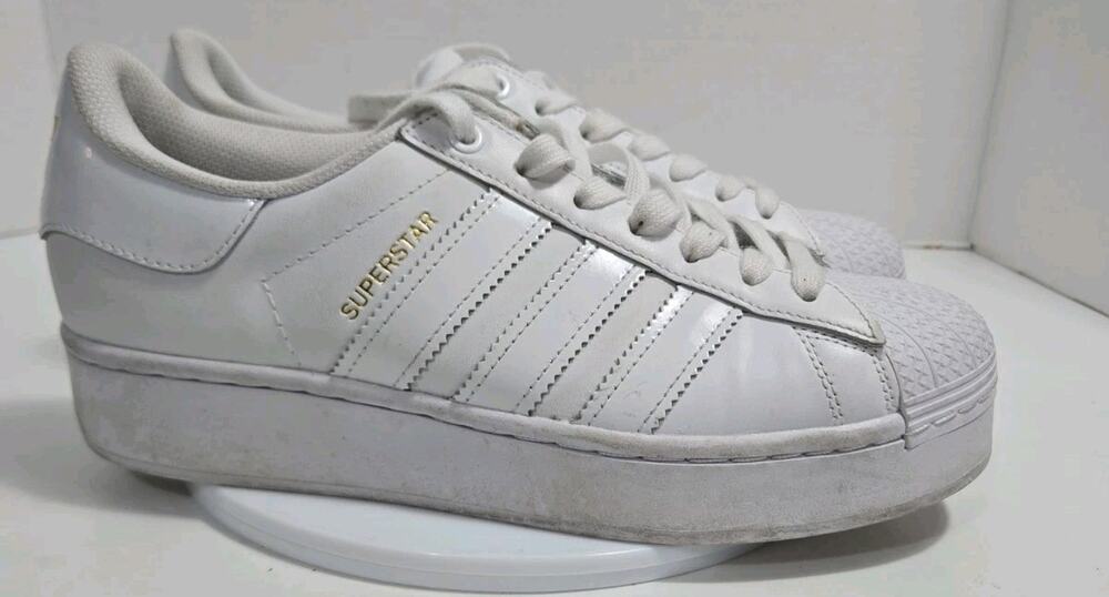 Adidas Superstar Foundation Shoes Woman’s 8.5 White Lace Up Sneakers Leather